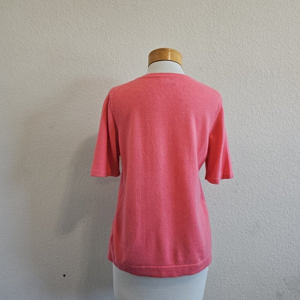 PURE Collection Pink 100% Cashmere Soft Popover Short Sleeve Sweater US 8/10 - Picture 4 of 9